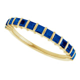 14K Gold Square Lab-Grown Blue Sapphire Bar Channel-Set Anniversary Band - Yellow Gold - view 5