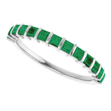Platinum Square Lab-Grown Green Emerald Bar Channel-Set Anniversary Band - view 5