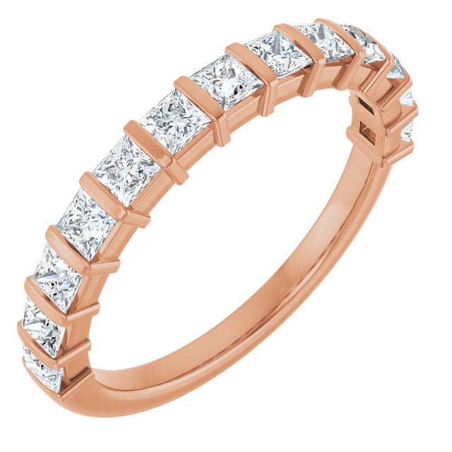 14K Gold Square Lab-Grown Diamond Bar Channel-Set Anniversary Band – 1/3–1 1/3 CTW - Rose Gold