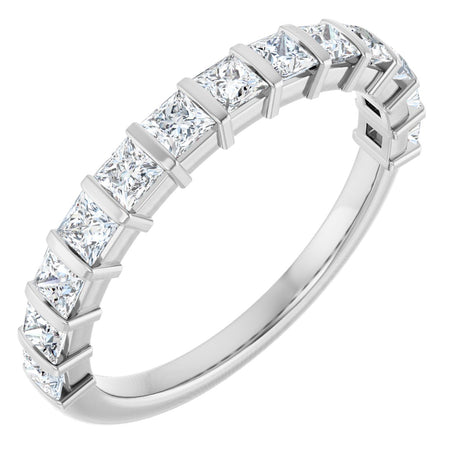 10K Gold Square Natural Diamond Bar Channel-Set Anniversary Band – 3/8–1 CTW - White Gold