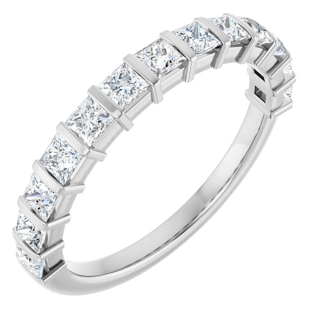14K Gold Square Natural Diamond Bar Channel-Set Anniversary Band – 3/8–1 CTW - White Gold