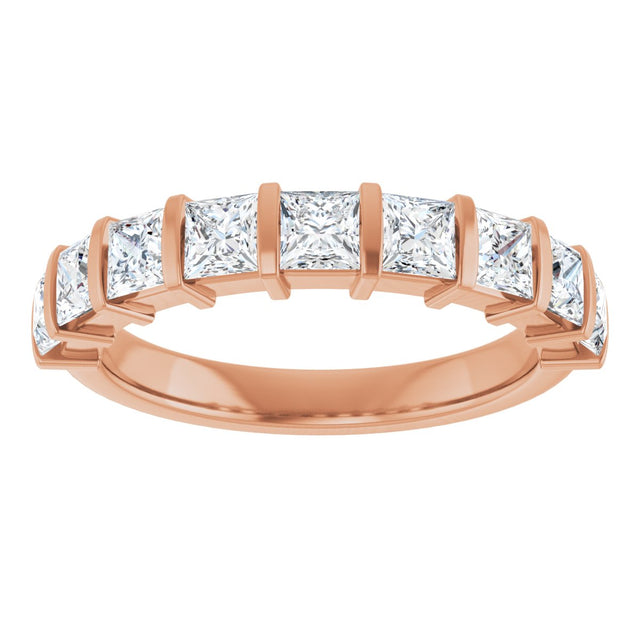 10K Gold Square Natural Diamond Bar Channel-Set Anniversary Band – 1 3/8–2 3/4 CTW - Rose Gold - view 3