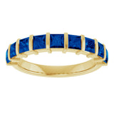 14K Gold Square Lab-Grown Blue Sapphire Bar Channel-Set Anniversary Band - Yellow Gold - view 3