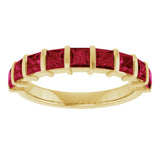14K Gold Square Lab-Grown Red Ruby Bar Channel-Set Anniversary Band - Yellow Gold - view 3