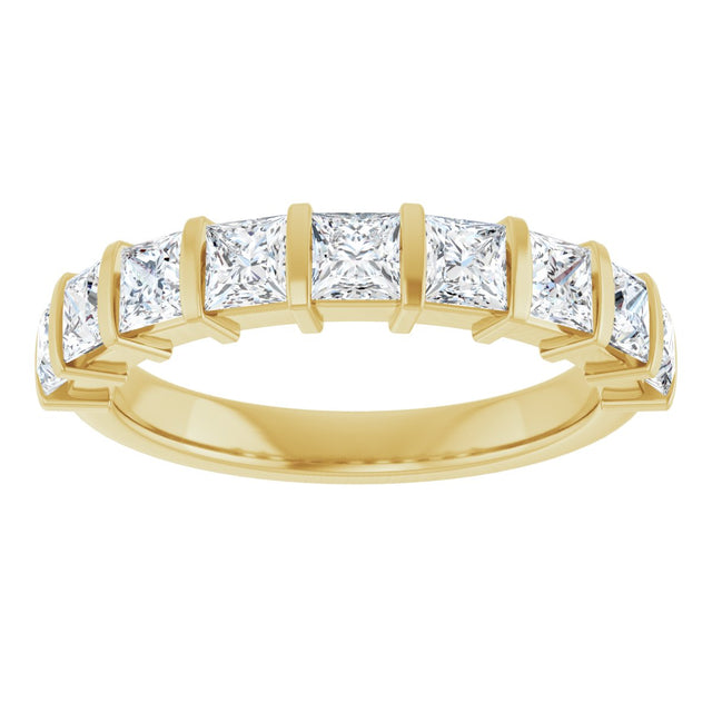 10K Gold Square Natural Diamond Bar Channel-Set Anniversary Band – 1 3/8–2 3/4 CTW - Yellow Gold - view 3
