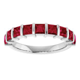 Platinum Square Lab-Grown Red Ruby Bar Channel-Set Anniversary Band - view 3