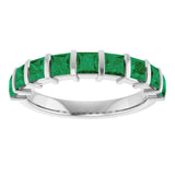 Platinum Square Lab-Grown Green Emerald Bar Channel-Set Anniversary Band - view 3