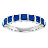 Platinum Square Natural Blue Sapphire Bar Channel-Set Anniversary Band - view 3
