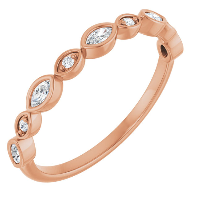 14K Gold Marquise Lab-Grown Diamond Anniversary Band – 1/6–1/3 CTW - Rose Gold