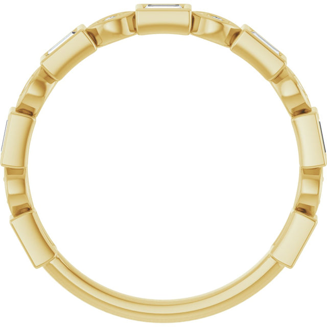 14K Gold Straight Baguette Natural Diamond Anniversary Band – 1/5–5/8 CTW - Yellow Gold - view 2
