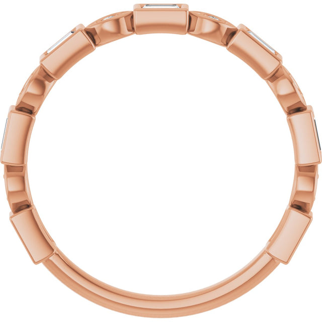 14K Gold Straight Baguette Natural Diamond Anniversary Band – 1/5–5/8 CTW - Rose Gold - view 2
