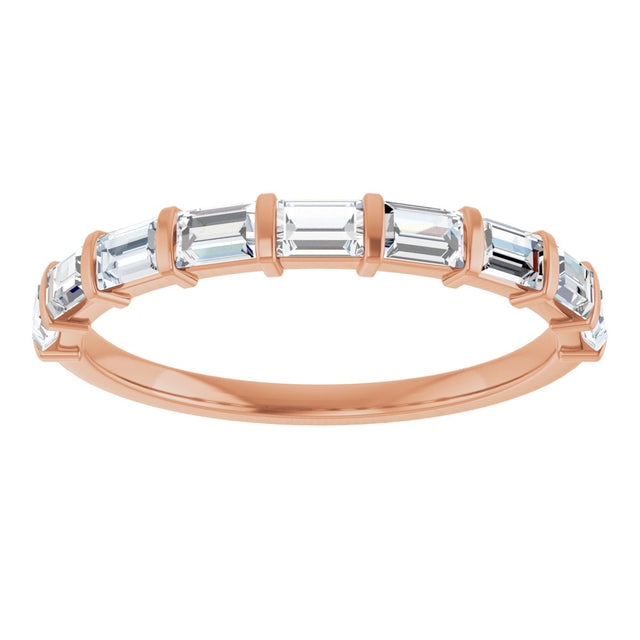 10K Gold Straight Baguette Lab-Grown Diamond Bar Channel-Set Anniversary Band – 3/4–9/10 CTW - Rose Gold - view 3