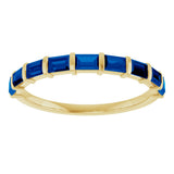 14K Gold Straight Baguette Natural Blue Sapphire Bar Channel-Set Anniversary Band - Yellow Gold - view 3