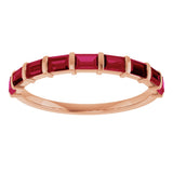 14K Gold Straight Baguette Natural Red Ruby Bar Channel-Set Anniversary Band - Rose Gold - view 3