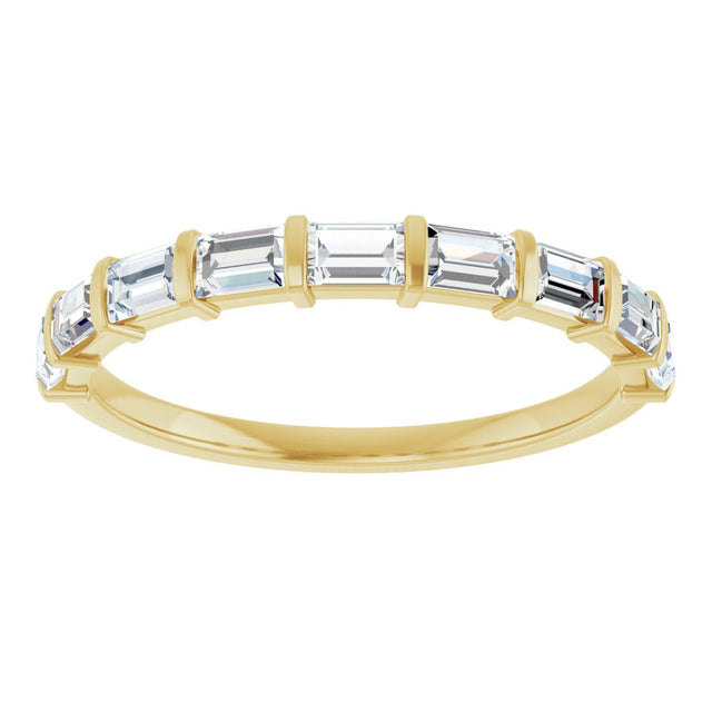 10K Gold Straight Baguette Lab-Grown Diamond Bar Channel-Set Anniversary Band – 3/4–9/10 CTW - Yellow Gold - view 3