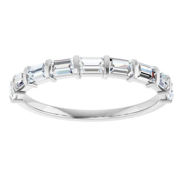Platinum Straight Baguette Natural Diamond Bar Channel-Set Anniversary Band – 3x2 mm Stones - view 3