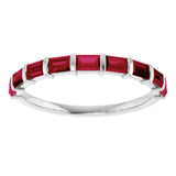 Platinum Straight Baguette Lab-Grown Red Ruby Bar Channel-Set Anniversary Band - view 3