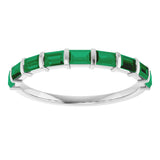 Platinum Straight Baguette Natural Green Emerald Bar Channel-Set Anniversary Band - view 3