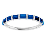 Platinum Straight Baguette Natural Blue Sapphire Bar Channel-Set Anniversary Band - view 3