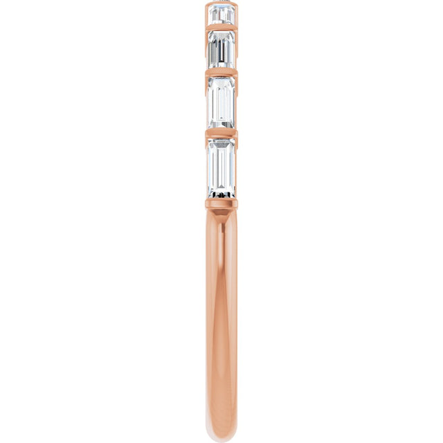 10K Gold Straight Baguette Lab-Grown Diamond Bar Channel-Set Anniversary Band – 1/5–1/2 CTW - Rose Gold - view 4