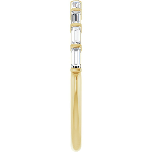 10K Gold Straight Baguette Natural Diamond Bar Channel-Set Anniversary Band – 1/5–5/8 CTW - Yellow Gold - view 4