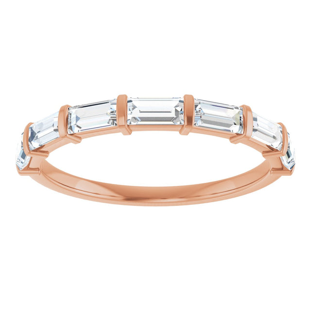 10K Gold Straight Baguette Lab-Grown Diamond Bar Channel-Set Anniversary Band – 3/4–9/10 CTW - Rose Gold - view 3
