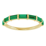 14K Gold Straight Baguette Lab-Grown Green Emerald Bar Channel-Set Anniversary Band - Yellow Gold - view 3