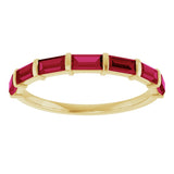 14K Gold Straight Baguette Lab-Grown Red Ruby Bar Channel-Set Anniversary Band - Yellow Gold - view 3