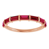 14K Gold Straight Baguette Natural Red Ruby Bar Channel-Set Anniversary Band - Rose Gold - view 3