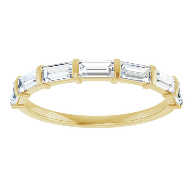 10K Gold Straight Baguette Natural Diamond Bar Channel-Set Anniversary Band – 3/4–1 CTW - Yellow Gold - view 3