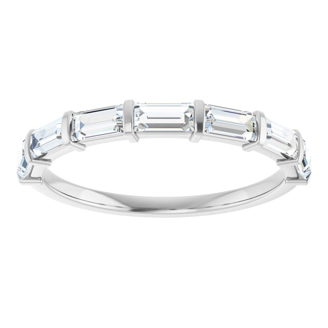 10K Gold Straight Baguette Lab-Grown Diamond Bar Channel-Set Anniversary Band – 3/4–9/10 CTW - White Gold - view 3