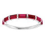 Platinum Straight Baguette Lab-Grown Red Ruby Bar Channel-Set Anniversary Band - view 3