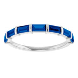 Platinum Straight Baguette Natural Blue Sapphire Bar Channel-Set Anniversary Band - view 3