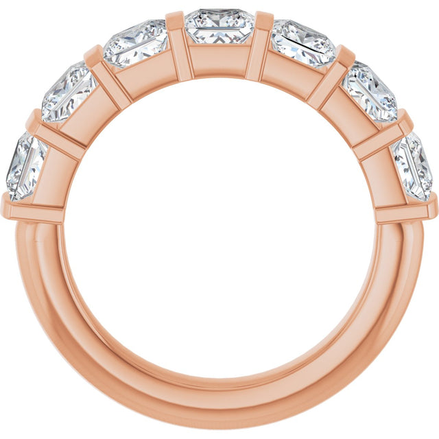 10K Gold Square Natural Diamond Bar Channel-Set Anniversary Band – 1 3/8–2 3/4 CTW - Rose Gold - view 2