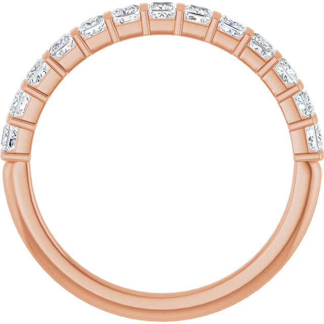 10K Gold Square Lab-Grown Diamond Bar Channel-Set Anniversary Band – 1/3–1 1/5 CTW - Rose Gold - view 2