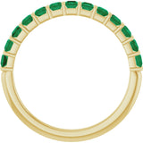 14K Gold Square Lab-Grown Green Emerald Bar Channel-Set Anniversary Band - Yellow Gold - view 2