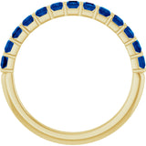 14K Gold Square Natural Blue Sapphire Bar Channel-Set Anniversary Band - Yellow Gold - view 2
