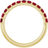 14K Gold Square Lab-Grown Red Ruby Bar Channel-Set Anniversary Band - Yellow Gold - view 2