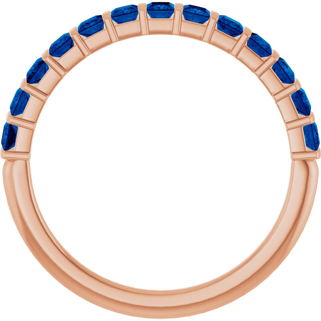 14K Gold Square Lab-Grown Blue Sapphire Bar Channel-Set Anniversary Band - Rose Gold - view 2
