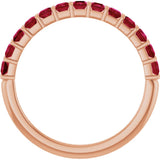 14K Gold Square Lab-Grown Red Ruby Bar Channel-Set Anniversary Band - Rose Gold - view 2