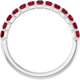 Platinum Square Natural Red Ruby Bar Channel-Set Anniversary Band - view 2