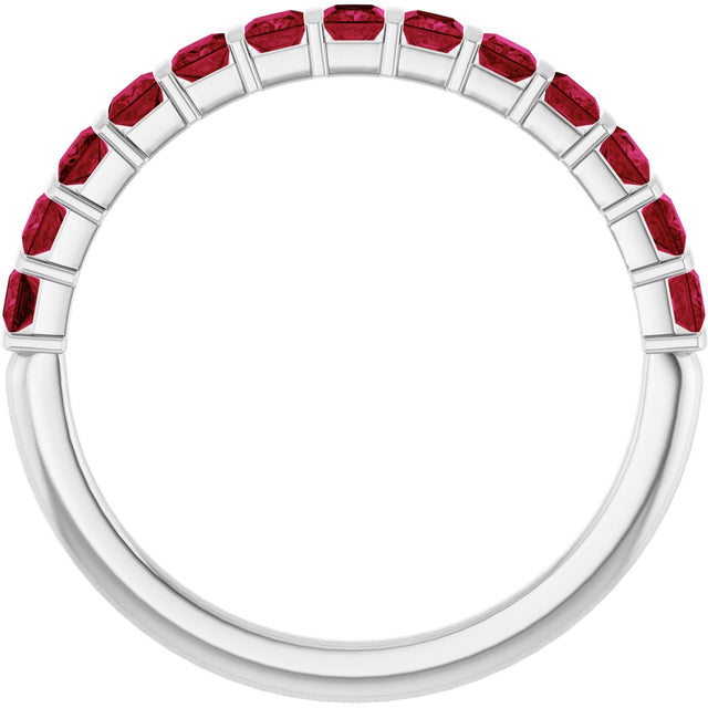 Platinum Square Lab-Grown Red Ruby Bar Channel-Set Anniversary Band - view 2