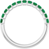 Platinum Square Lab-Grown Green Emerald Bar Channel-Set Anniversary Band - view 2