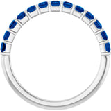 Platinum Square Lab-Grown Blue Sapphire Bar Channel-Set Anniversary Band - view 2