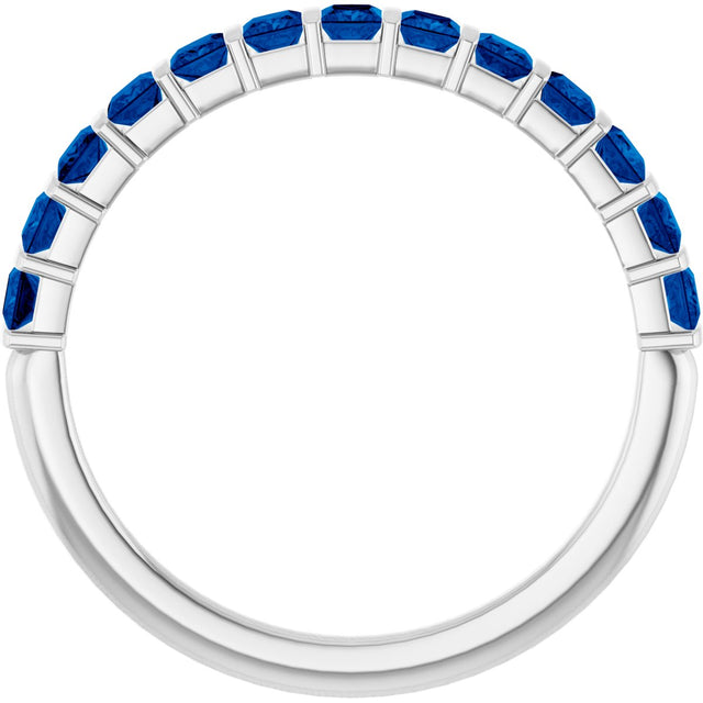 Platinum Square Lab-Grown Blue Sapphire Bar Channel-Set Anniversary Band - view 2