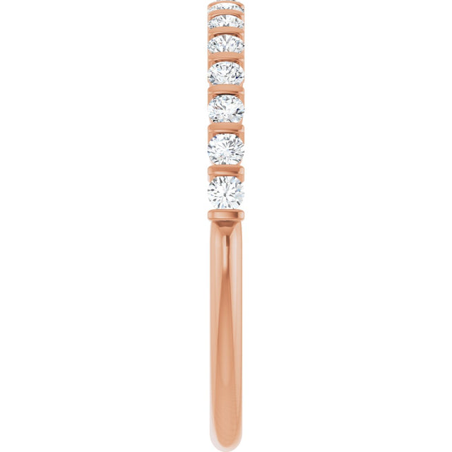 10K Gold Round Lab-Grown Diamond Bar Channel-Set Anniversary Band – 1/5–5/8 CTW - Rose Gold - view 4