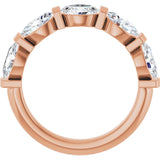 10K Gold Oval Natural Diamond Bar Channel-Set Anniversary Band – 1 1/3–1 7/8 CTW - Rose Gold - view 2