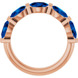 14K Gold Oval Natural Blue Sapphire Bar Channel-Set Anniversary Band - Rose Gold - view 2