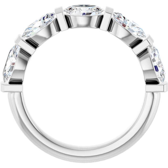 10K Gold Oval Natural Diamond Bar Channel-Set Anniversary Band – 1 1/3–1 7/8 CTW - White Gold - view 2
