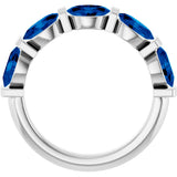 Platinum Oval Lab-Grown Blue Sapphire Bar Channel-Set Anniversary Band - view 2